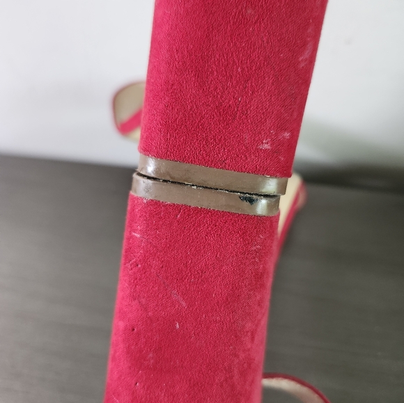 Nine West Abrah Red Faux Suede Strap Open Toe High Heel Sandals Shoes S 9.5M NEW - Picture 7 of 9